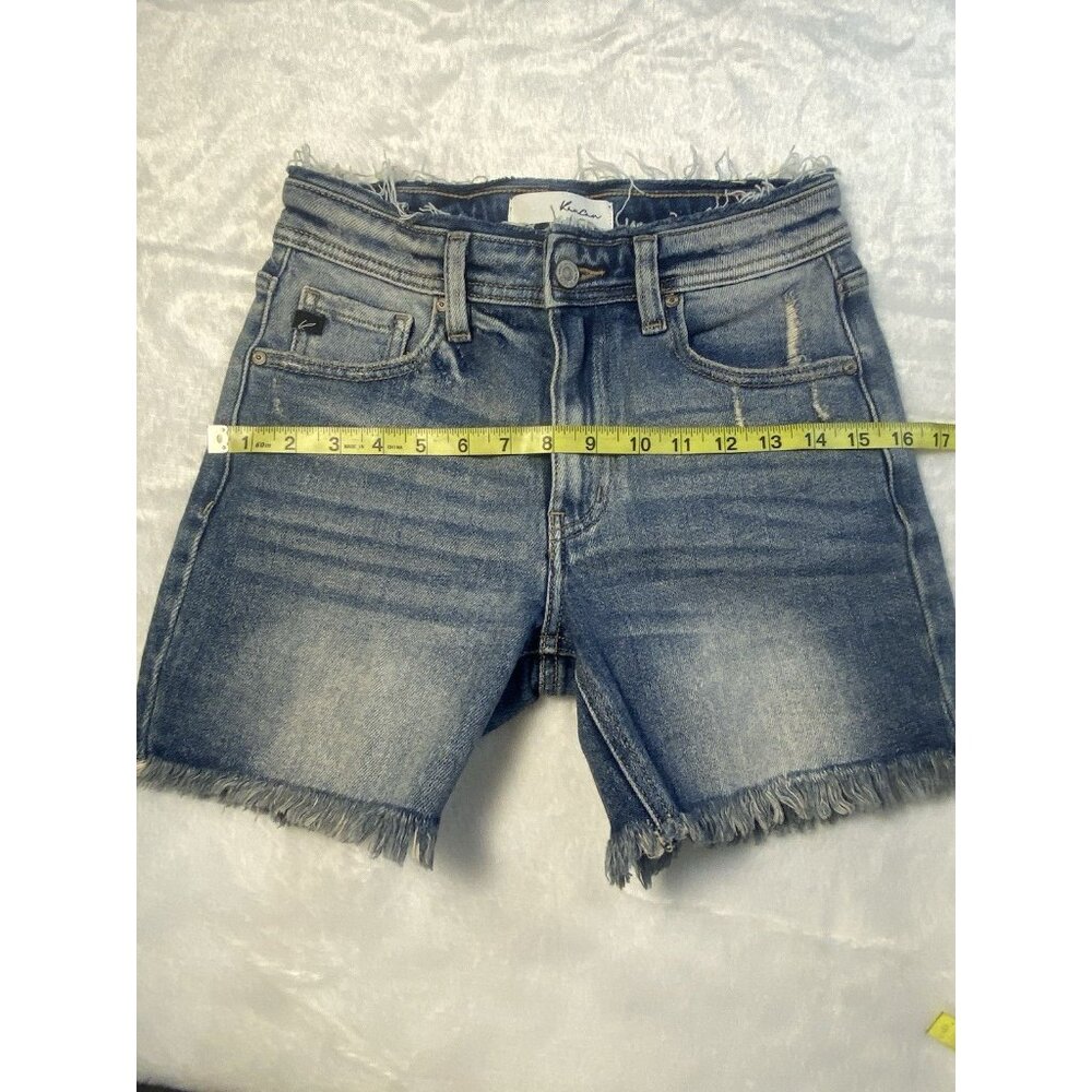 KanCan Jean Shorts Sz S Stretch Frayed Hem 5 In Inseam Medium Wash - Picture 8 of 9